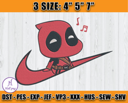 Nike Deadpool Embroidery, Chibi Deadpool Embroidery, Embroidery Machine