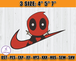 Nike Deadpool Embroidery, Character Cartoon Embroidery, Embroidery Machine file