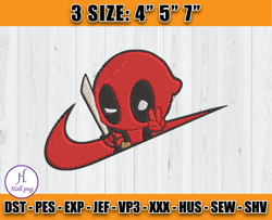 Nike Deadpool Embroidery, Disney Embroidery, Cartoon Embroidery Machine