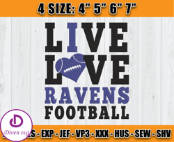 Ravens Embroidery, NFL Ravens Embroidery, NFL Machine Embroidery Digital, 4 sizes Machine Emb Files -16 & Diven