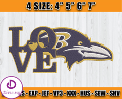 Ravens Embroidery, NFL Ravens Embroidery, NFL Machine Embroidery Digital, 4 sizes Machine Emb Files -20 & Diven