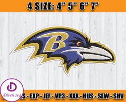 Ravens Embroidery, NFL Ravens Embroidery, NFL Machine Embroidery Digital, 4 sizes Machine Emb Files -21 & Diven