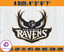 Ravens Embroidery, NFL Ravens Embroidery, NFL Machine Embroidery Digital, 4 sizes Machine Emb Files -24 & Diven