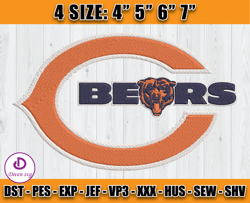 Chicago Bears Embroidery, NFL Chicago Bears Embroidery, NFL Machine Embroidery Digital, 4 sizes Machine Emb Files - 02 D