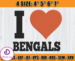 I love Bengals Embroidery, Embroidery NFL, Logo Bengals, Sport Embroidery File