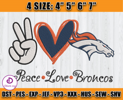 Peace Love Broncos Embroidery File, Broncos Embroidery Design, NFL Embroidery Design, Sport Embroidery, D13- Diven