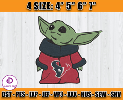 Houston Texans Baby Yoda Embroidery, Baby Yoda Embroidery, Texans Embroidery Design, Sport Embroidery- Diven - D1