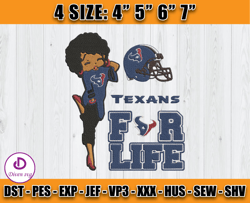 Houston Texans For Life Embroidery, Logo Texans Embroidery Design, NFL Team Embroidery- Diven - D3