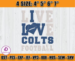 Live Love Colts Football Embroidery Design, NFL Embroidery,Logo Colts Embroidery Design, Embroidery Design, D21- Diven