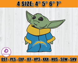 NFL Baby Yoda Embroidery Designs, Los Angeles Chargers, NFL Teams Embroidery Files, Machine Embroidery Pattern