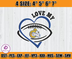 Love My Rams Embroidery Design, Los Angeles Rams Embroidery, Rams Logo, Sport Embroidery