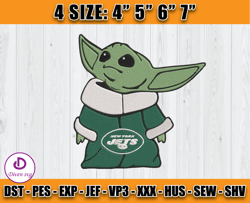 New York Jets Baby Yoda Embroidery, Baby Yoda Embroidery, Jets Embroidery Design, Sport Embroidery