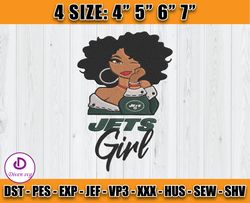 New York Jets Black Girl Embroidery, Black Girl Embroidery, NFL Jets Embroidery, Digital Download