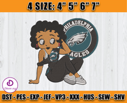 Betty Boop Philadelphia Eagles Embroidery, Betty Boop Embroidery File, Eagles NFL Embroidery Desgin