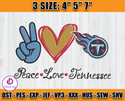 Peace Love Tennessee Embroidery File, Tennessee Titans Embroidery, Football Embroidery Design, Embroidery Patterns
