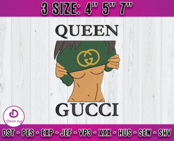 Queen Gucci embroidery, Gucci logo embroidery, logo fashion embroidery
