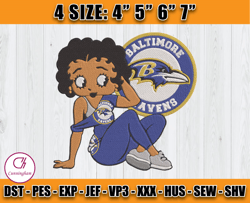 Ravens Embroidery, Betty Boop Embroidery, NFL Machine Embroidery Digital, 4 sizes Machine Emb Files -28 - Cunningham