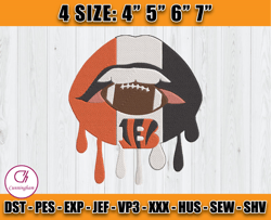 Bengals Dripping Lips embroidery design, Lips embroidery design, Logo Bengals Cincinnati, D9 - Cunningham