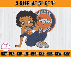 Broncos Betty Boop Embroidery File, Betty Boop Embroidery Design, Broncos Embroidery, Sport embroidery, D16- Cunningham