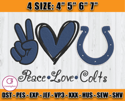 Peace Love Colts Embroidery File, Indianapolis Colts Embroidery, Football Embroidery Design, Embroidery Patterns, D2- Cu