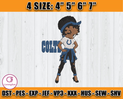 Colts For Life, Betty Boop Indianapolis Coltl Embroidery, Betty Boop Embroidery File , Football Embroidery, D5 - Cunning
