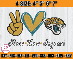 Peace Love Jaguars Embroidery File, Jacksonville Jaguars Embroidery, Football Embroidery Design, Embroidery Patterns, D1