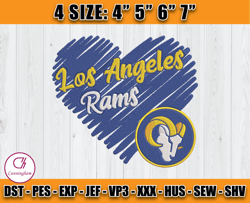 "Los Angeles Rams heart Embroidery, Rams Heart Embroidery, NFL Embroidery Patterns, Sport Embroidery "
