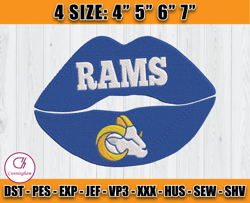Los Angeles Rams Lips Embroidery Design, Rams Logo Embroidery, NFL Sport Embroidery, Embroidery Design