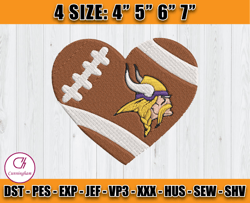 Heart Minnesota Vikings embroidery design, Minnesota Vikings embroidery, NFL embroidery, logo sport embroidery