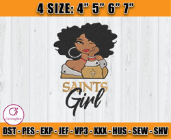 New Orleans Saints Black Girl Embroidery, Black Girl Embroidery, NFL Saints Embroidery, Digital Download