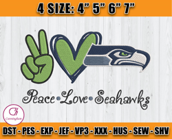 Peace Love Seahawks Embroidery File, Seattle Seahawks Embroidery, Football Embroidery Design, Embroidery Patterns