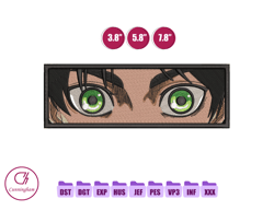 Eren Boxed Eyes Anime Embroidery Design, Anime Embroidery Designs 126