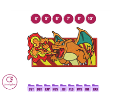 Charizard Anime Embroidery Design, Anime Embroidery Designs 232