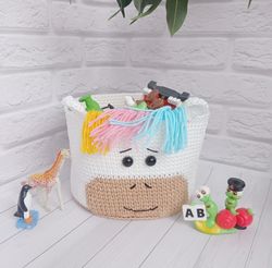 Handmade Horse Toy Basket - Perfect Storage Solution for Baby Toys and Room Decor, 1 pcs