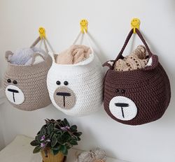 Bear-shaped Hanging Basket - Charming Nursery Decor and Storage Solution, 1 pcs