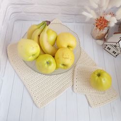 Enhance Your Table Decor: Cozy Crochet Placemat Set with coaster, 3 pcs