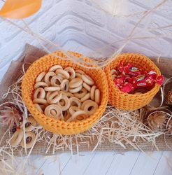 Cozy Autumn Delight: Handmade Crochet Orange Basket for Whimsical Home Decor - Rustic Charm meets Practical Organization