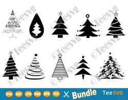 Christmas Tree SVG Cut File Cricut Clip art Bundle Merry Christmas Trees SVG Vinyl Xmas tree Outline Images Download bla