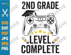 2nd Grade Level Complete SVG Second Grade Gamer Graduation Class of 2024 PNG