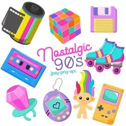 Nostalgic 90s - 9 high resolution PNG,JPG,EPS