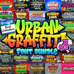 Urban Graffiti Font Bundle - 31 Premium Fonts