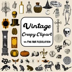 Vintage Creepy Halloween Clipart 44 PNG