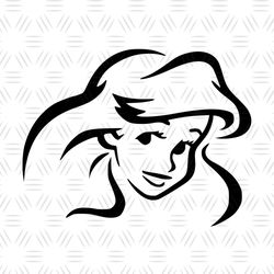Little Princess Ariel Face Silhouette Vector SVG