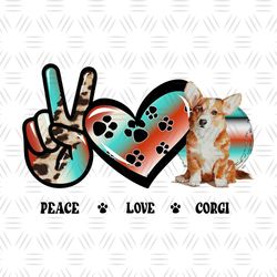 Peace Love Corgi Dog Cowhide Png