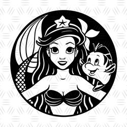 Ariel Princess & Flounder SVG