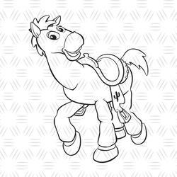 Disney Cartoon Toy Story Character Woody Horse Bullseye Toy Silhouette SVG