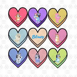 Bluey Bingo Friends Valentine Hearts PNG