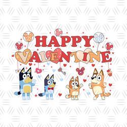 Bluey Family Happy Valentine Balloon PNG