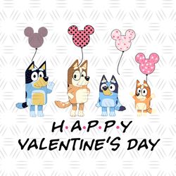 Bluey Family Happy Valentine Day PNG