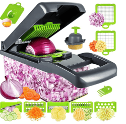 "Ultimate 13-in-1 Vegetable Chopper Set: Pro Onion Chopper with Multi-Blade Functionality, Kitchen Slicer, Dicer, and St
